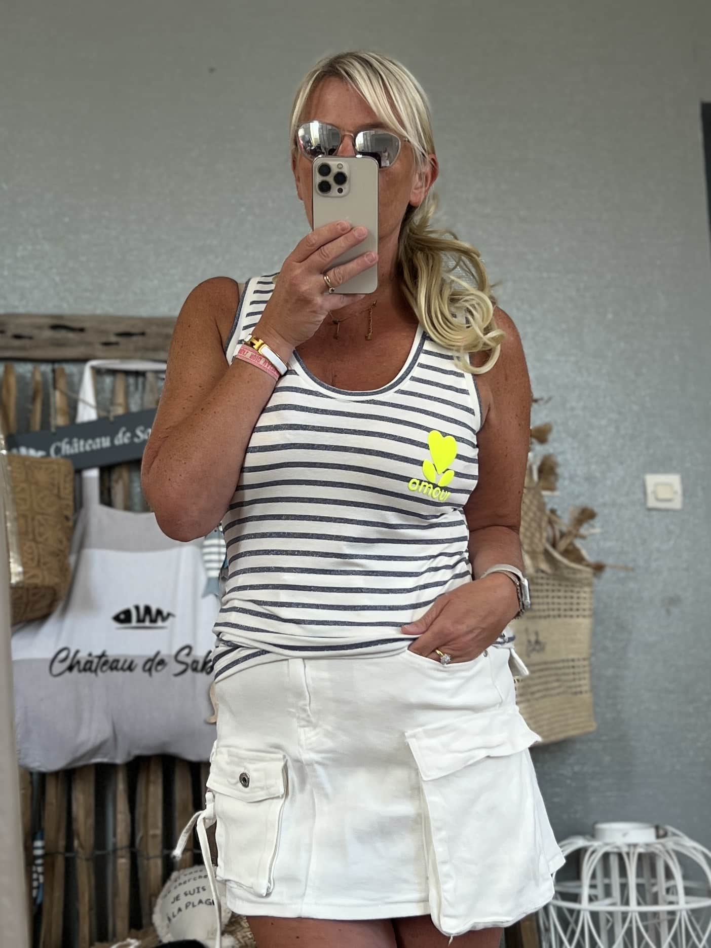 Débardeur marinière lurex marine – Image 4