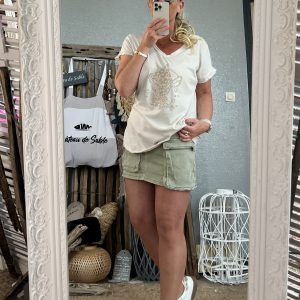 T-shirt beige doré