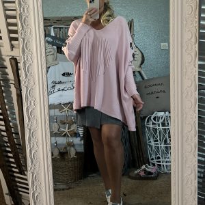 Pull cœurs strass T44/50 rose