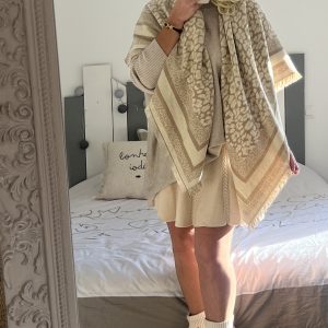 Châle écharpe CDS beige lurex