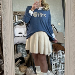 Pull CDS bleu beige