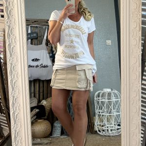 T-shirt Melle blanc doré