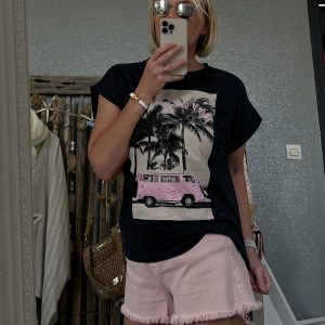 T-shirt Van noir rose