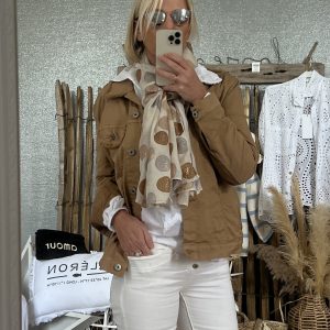 Blouson frangé caramel