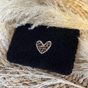 Pochette make up cœur léopard