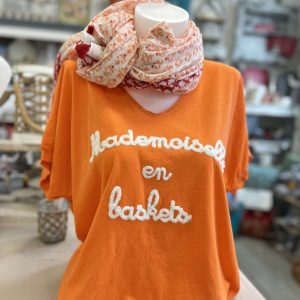 T-shirt Melle 40/44 orange blanc