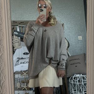 Pull stars strass T44/50 taupe