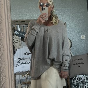 Pull stars strass T44/50 taupe