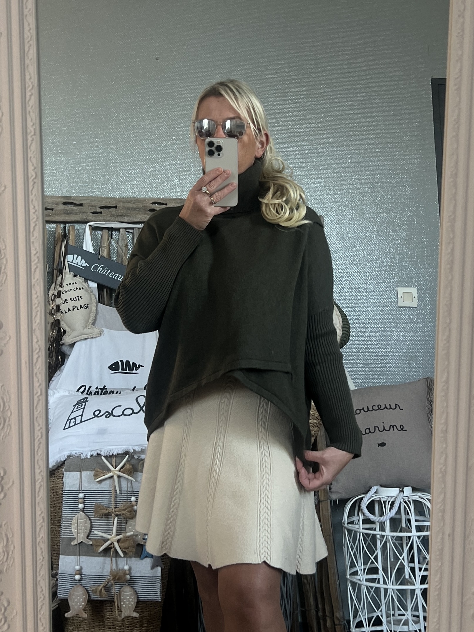 Pull cape col roulé kaki – Image 5