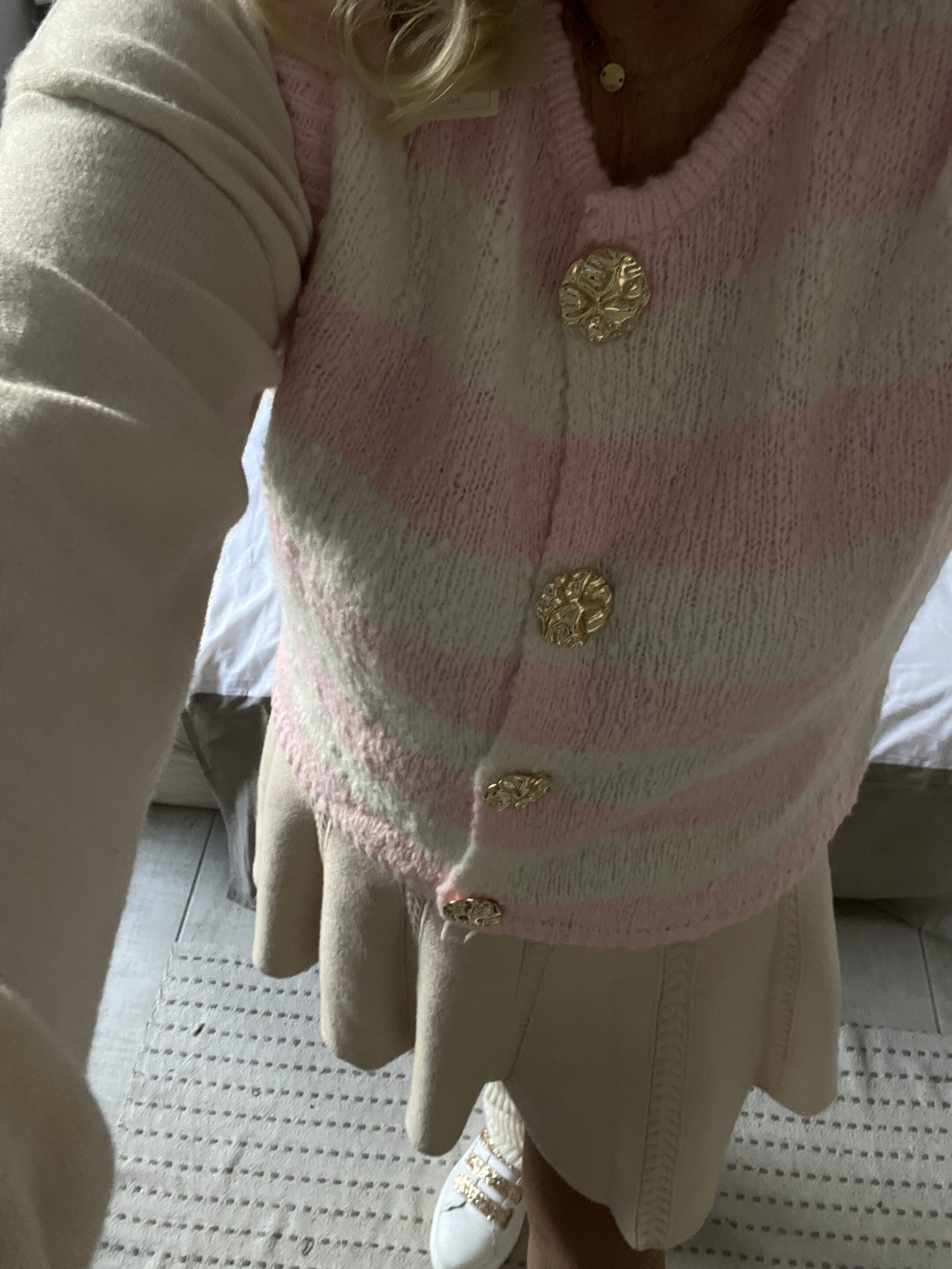 Gilet rayé écru rose – Image 3