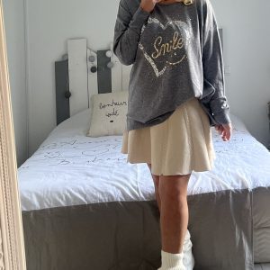 Pull Smile gris  oversize