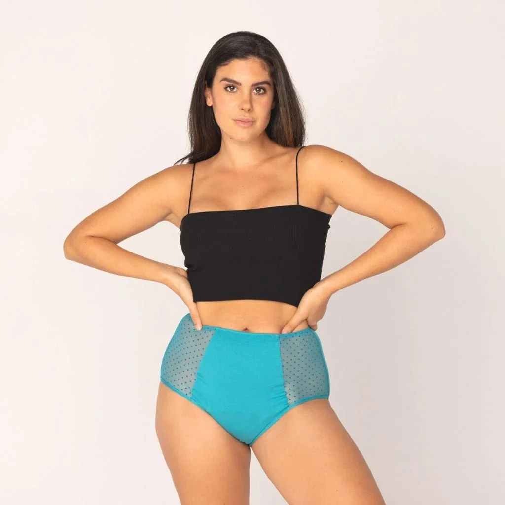 Taille Haute Menstruelle Cyan SPLENDEA Flux Abondant – Image 4