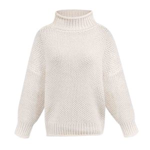 Pull Chaud Col Montant Femme Blanc
