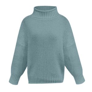 Pull Chaud Col Montant Femme Bleu Ciel
