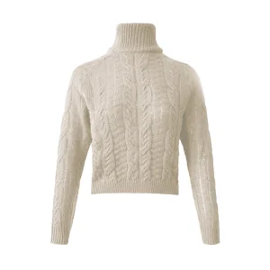 Pull Col Roulé Femme Beige