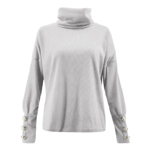 Pull Col Roulé Gris Femme