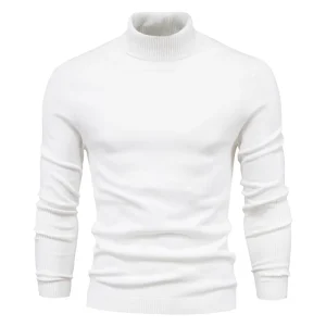 Pull Laine Col Roulé Homme Blanc