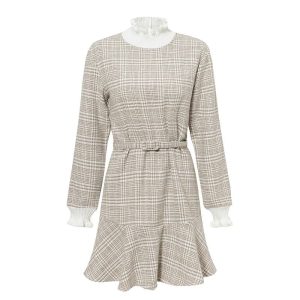 Robe Beige Col Montant