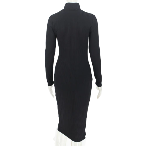 Robe Col Roulé Moulante Noire – Image 3