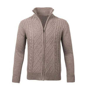 Veste Zippée Col Montant Homme Beige