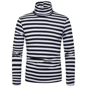 Col Roulé Rayé Homme Noir/Blanc