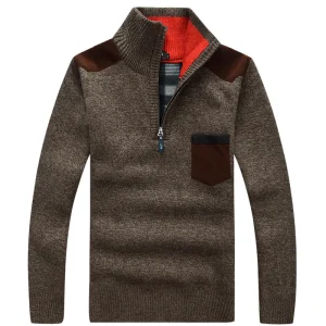 Pull Zip Homme Marron