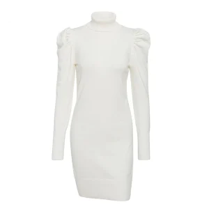 Robe Col Roulé Blanc