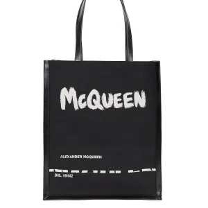 Alexander McQueen - Cabas noir en jacquard imprimé