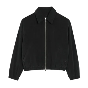 AMI - Blouson noir zippé ami de cœur en coton