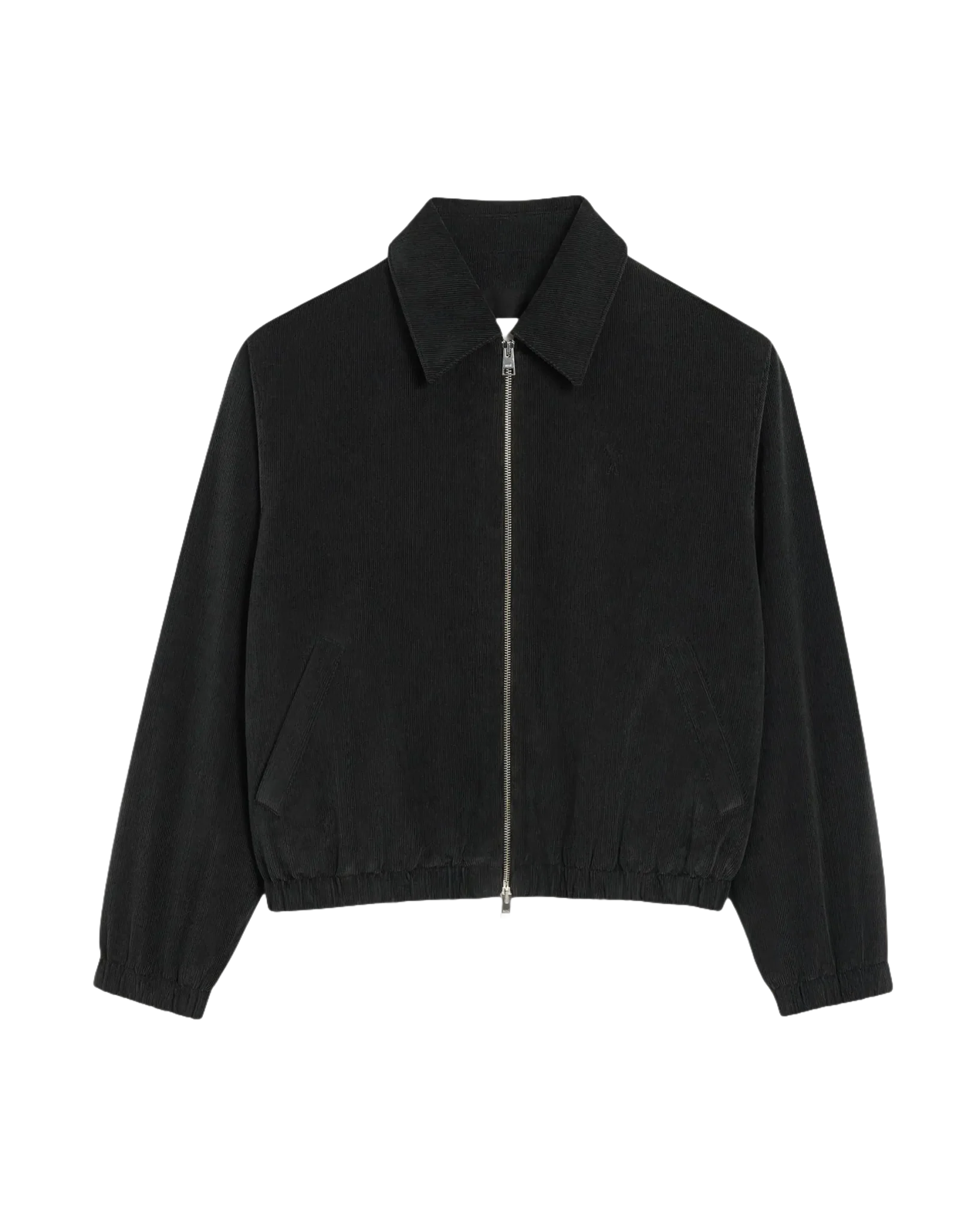 AMI - Blouson noir zippé ami de cœur en coton