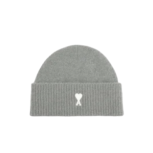 AMI - Bonnet Gris Ami De Cœur En Alpaga Rayé
