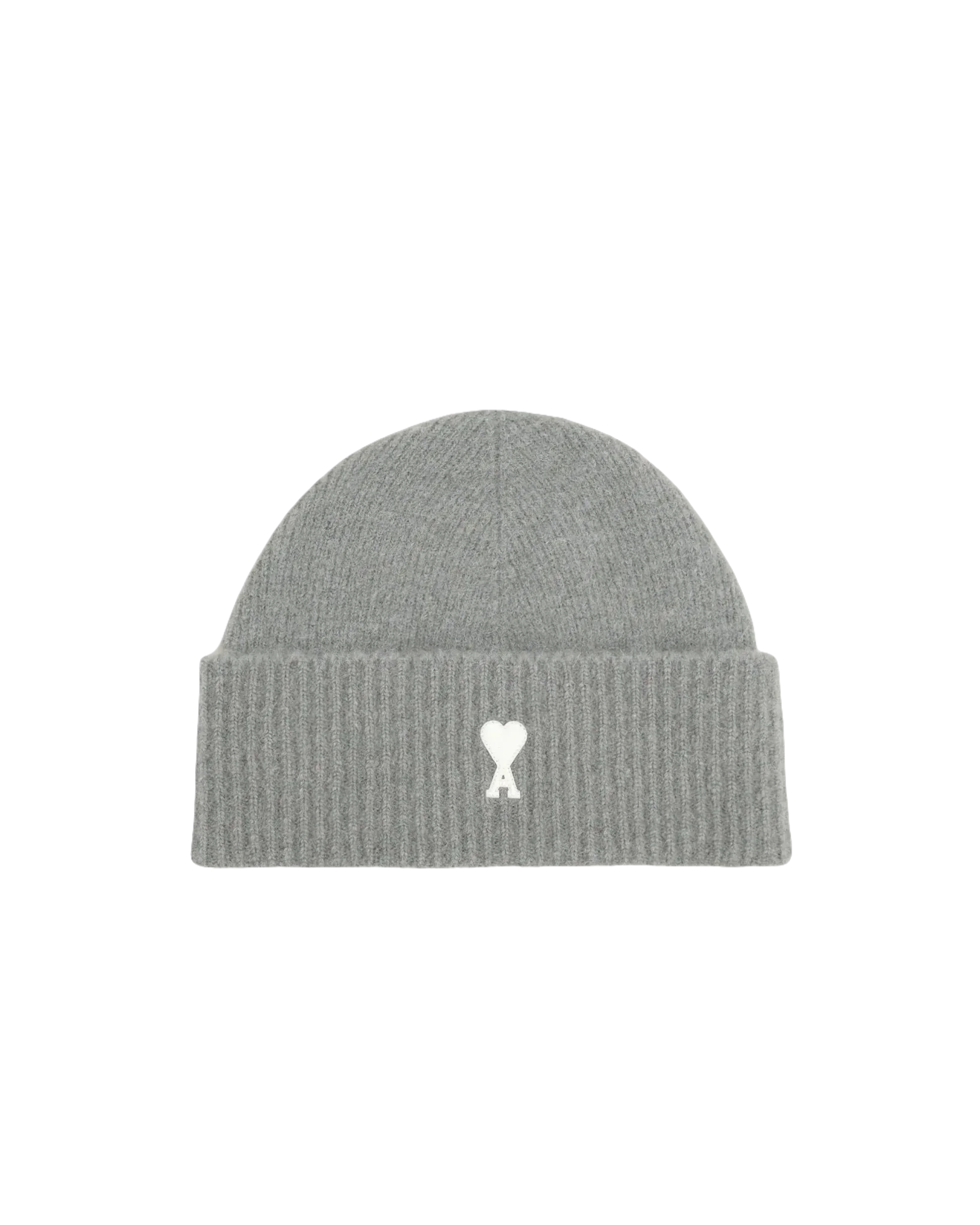 AMI - Bonnet Gris Ami De Cœur En Alpaga Rayé