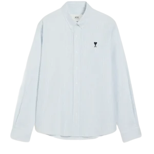 AMI - Chemise en Coton Bleu rayé