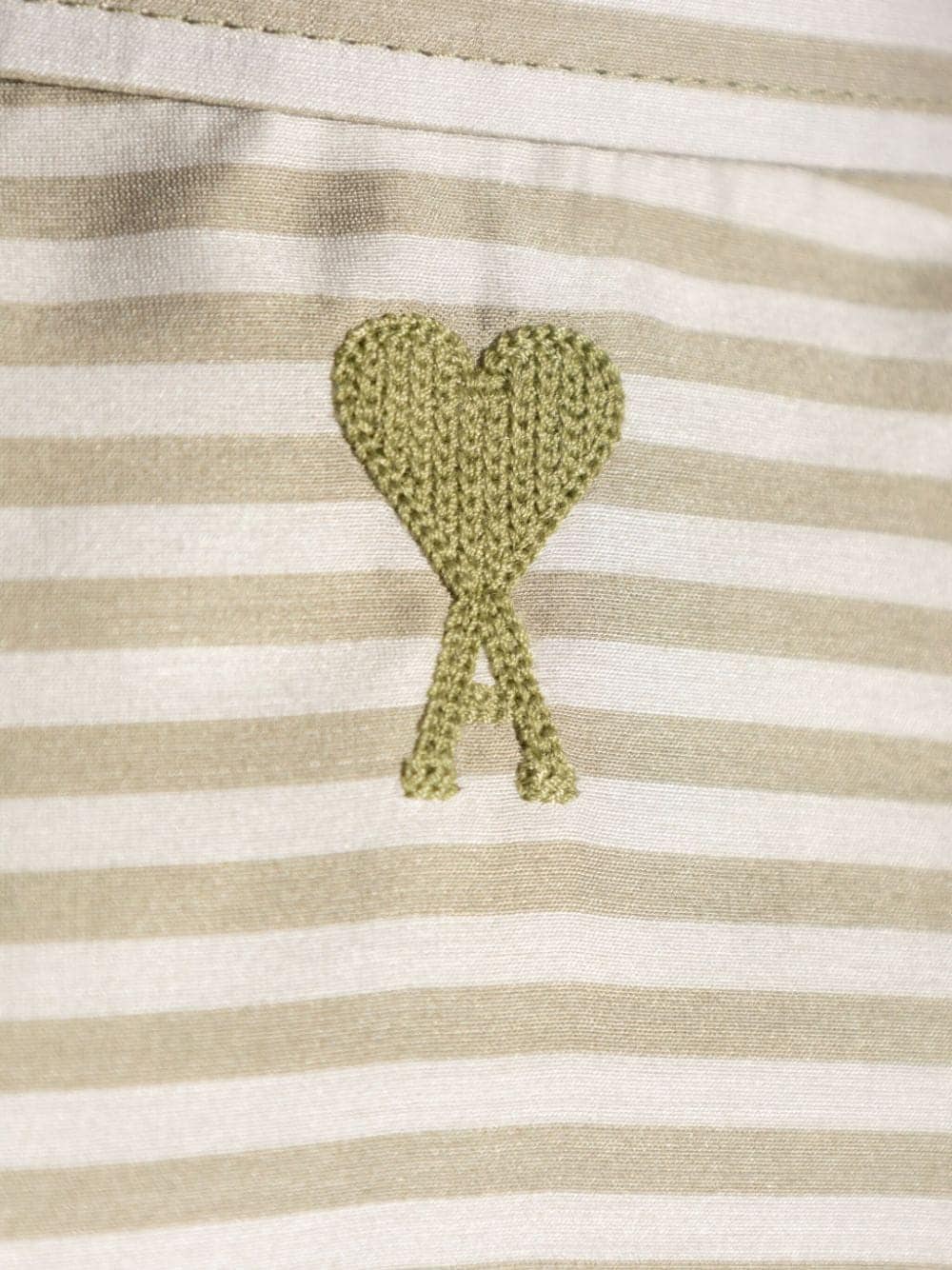 Ami chemise rayée craie/sauge en viscose et soie – Image 5