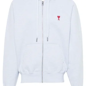 Ami Paris Sweat à capuche à motif Ami de Coeur brodé bleu chiné