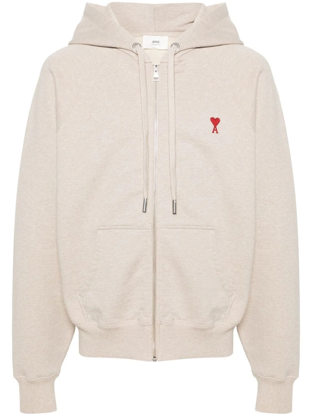 Ami hoodie Ami de Coeur à fermeture zippée beige chiné – Image 2