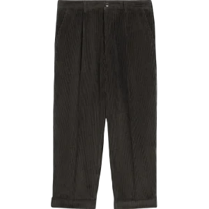 AMI - Pantalon Noir Carotte Coupe Oversize en velours côtelé noir