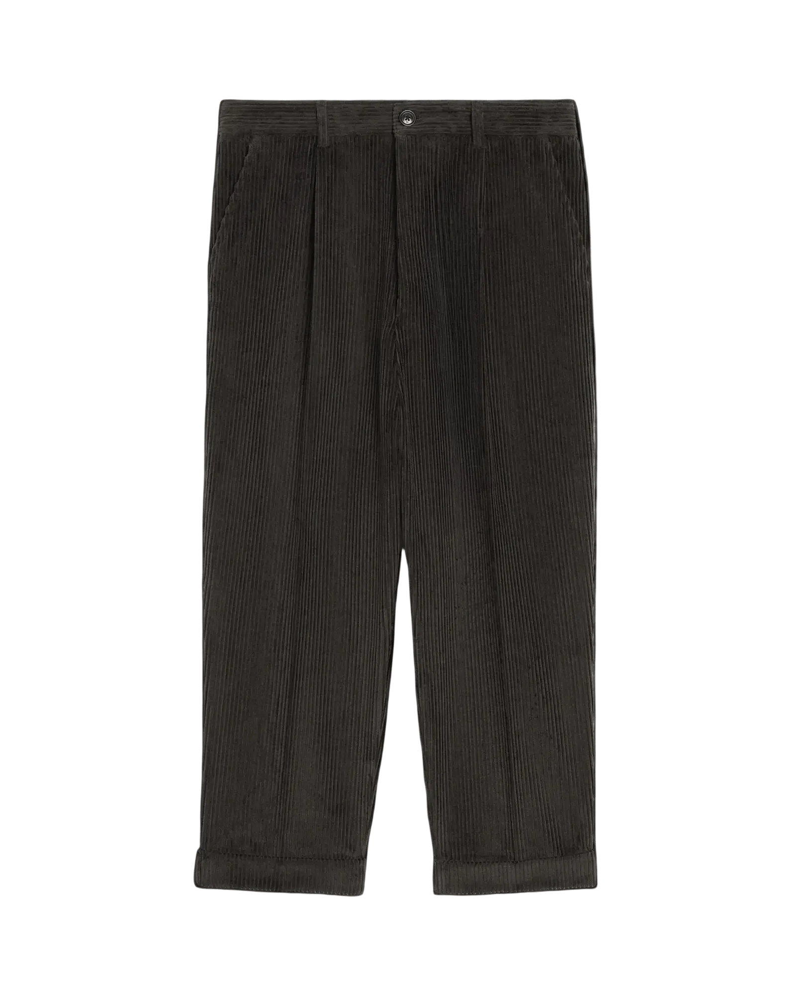 AMI - Pantalon Noir Carotte Coupe Oversize en velours côtelé noir – Image 2