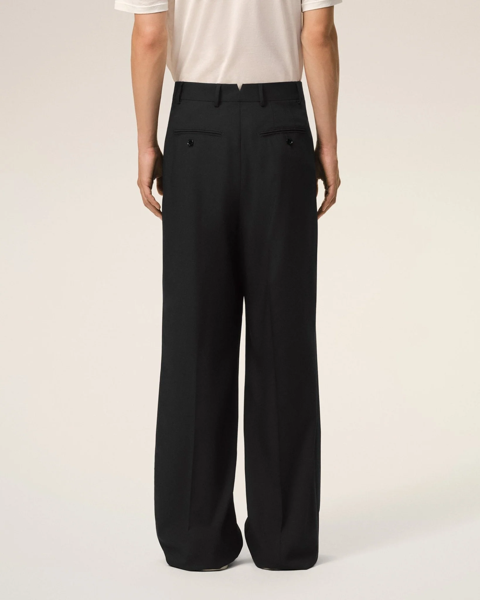 AMI PARIS - Black New Wool Low Waist Wide Trousers Noir – Image 5