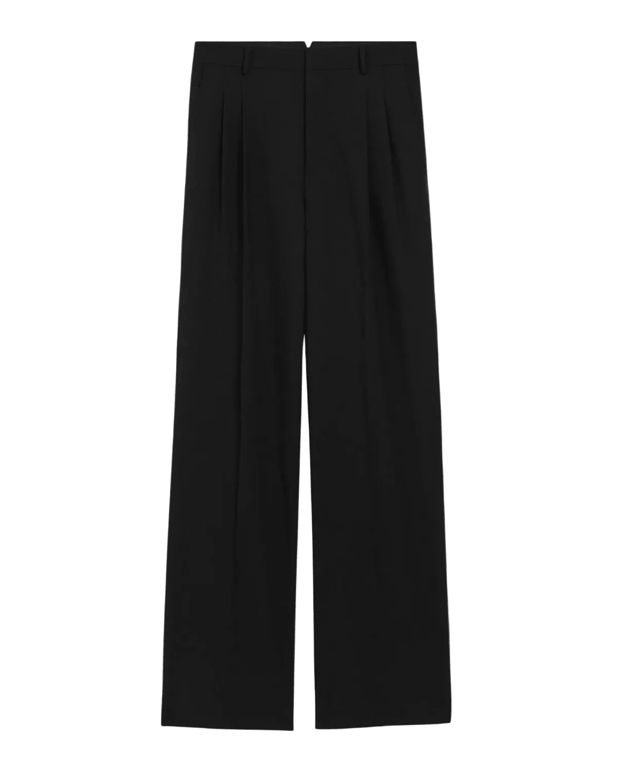 AMI PARIS - Black New Wool Low Waist Wide Trousers Noir – Image 2