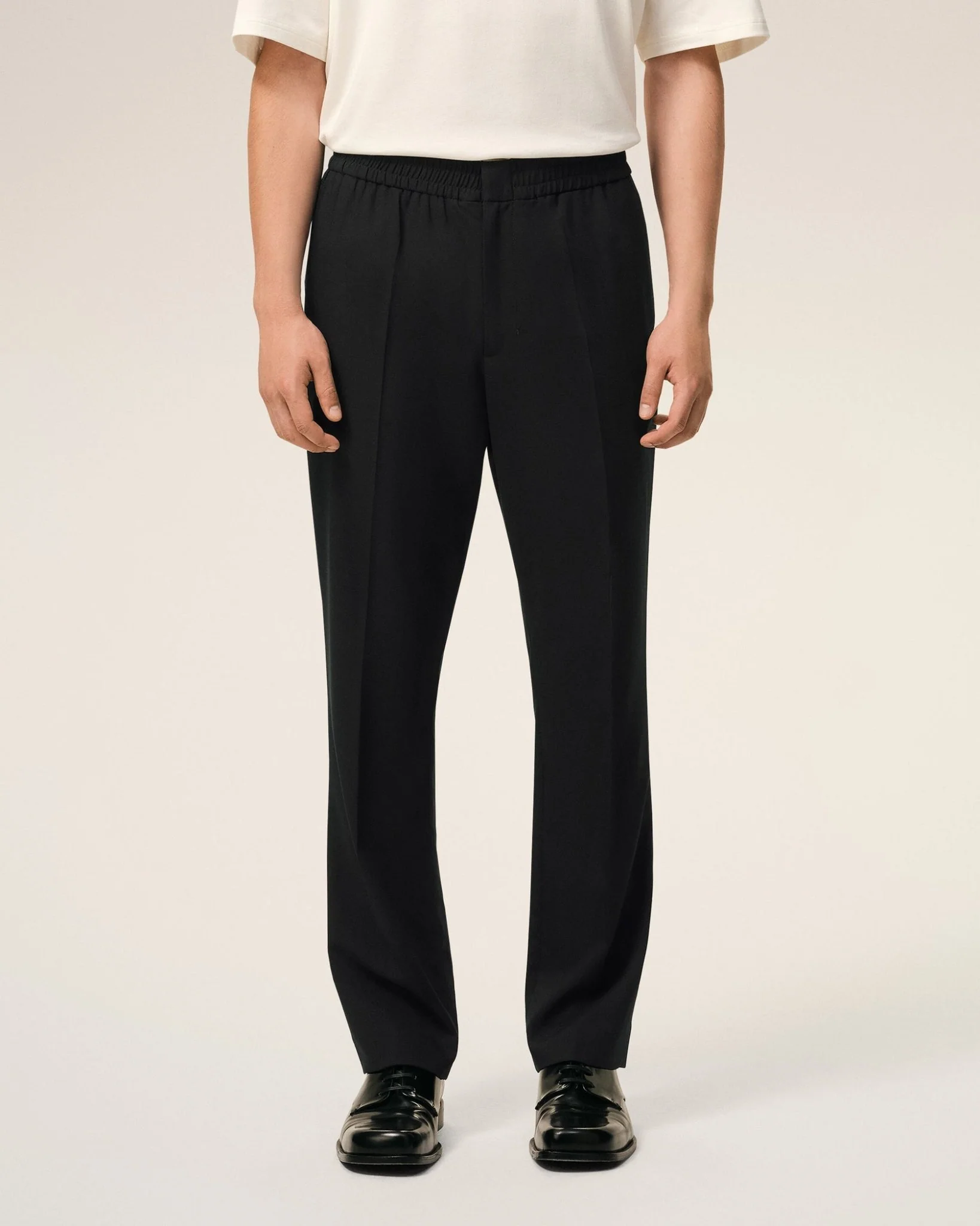 AMI PARIS - Black Wool Elasticated Waist Trousers Noir – Image 4