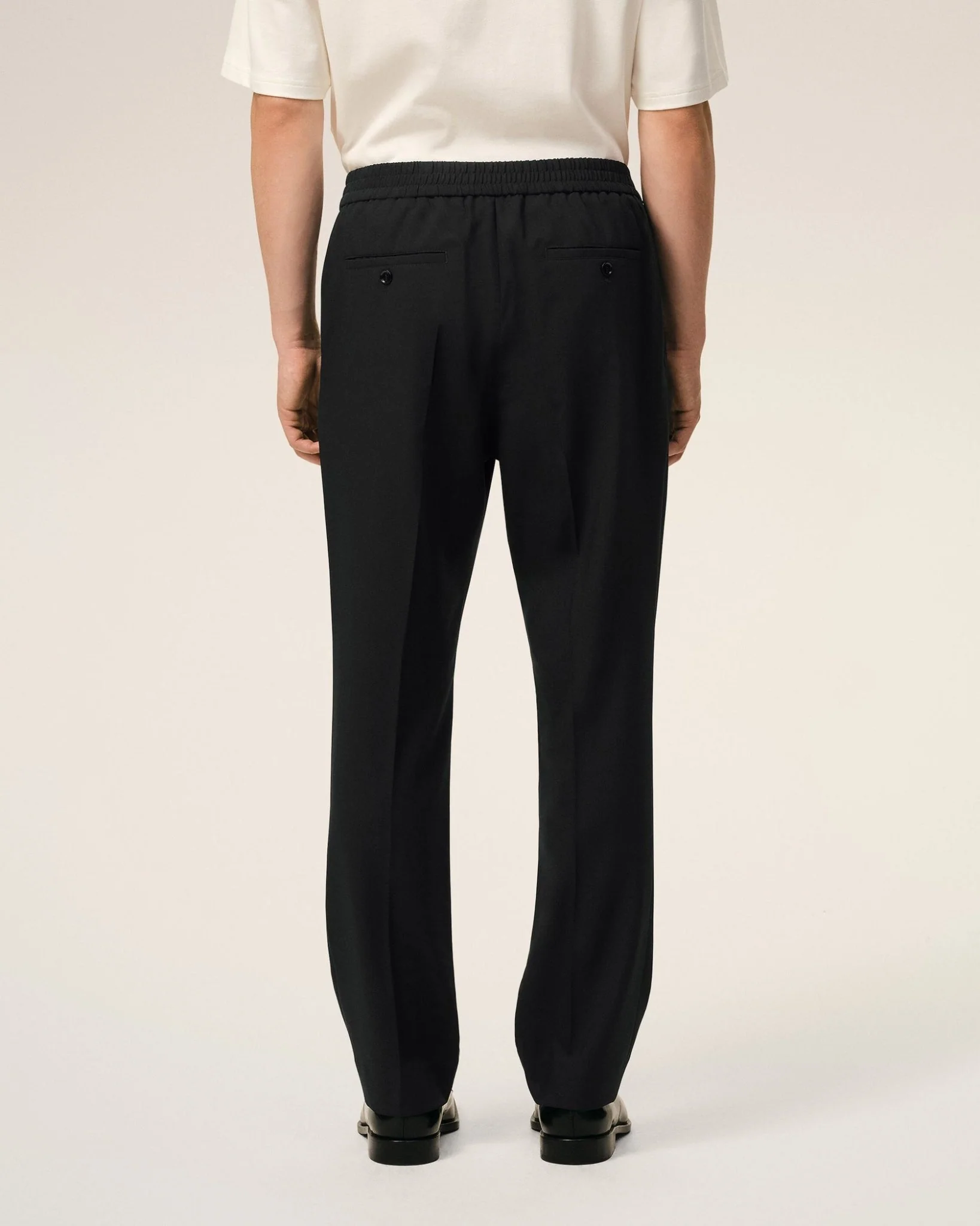 AMI PARIS - Black Wool Elasticated Waist Trousers Noir – Image 5
