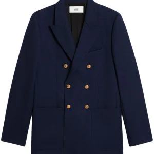 AMI Paris  - Blazer en laine vierge à boutonnière croisée