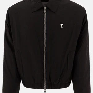 AMI PARIS - Blouson zippé en toile technique noir