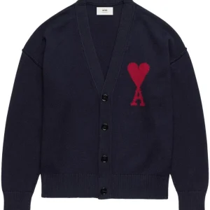 AMI Paris - Cardigan Ami de Coeur Bleu Rouge