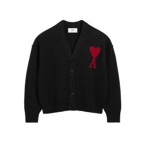AMI Paris - Cardigan Ami de Coeur Noir Rouge