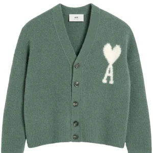 AMI Paris - Cardigan Ami de Coeur unisexe argile antique