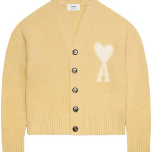 AMI Paris - Cardigan jaune Maille Nuage Ami de Coeur