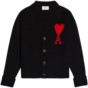 AMI Paris - Cardigan unisexe Ami de Coeur Noir/rouge