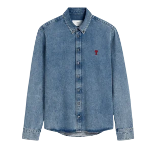 AMI PARIS - CHEMISE COL BOUTONNÉ AMI DE COEUR Denim